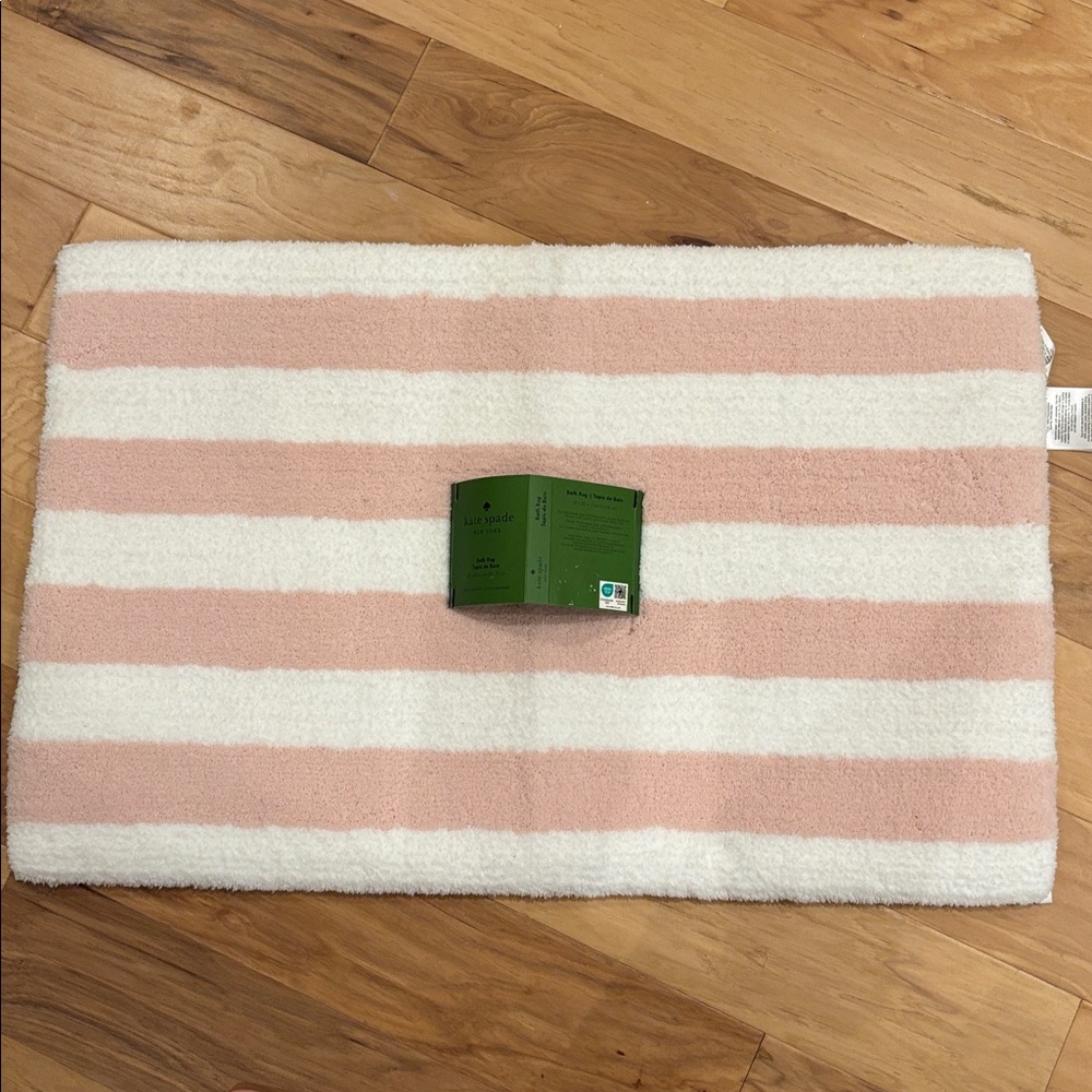 Kate Spade New York Pink and White Stripe Rectangle Bath Rug